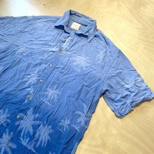 Saddlebred Hawaiian Button Up Shirt Size M Palm Tree Print Summer Linen